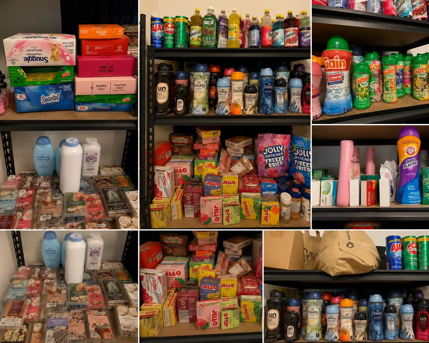Full collage of the flavor and scent inventory shelves